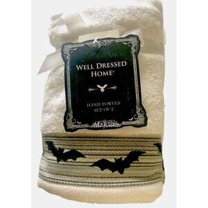Halloween Hand Towels Black Bat Scary Spooky Well Dressed Home Set of 2